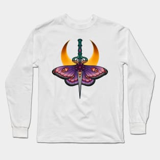 Neo Traditional Moth Dagger Tattoo Long Sleeve T-Shirt